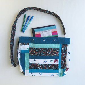 Laptop Bag Women - Teal Patchwork - Messenger Bag